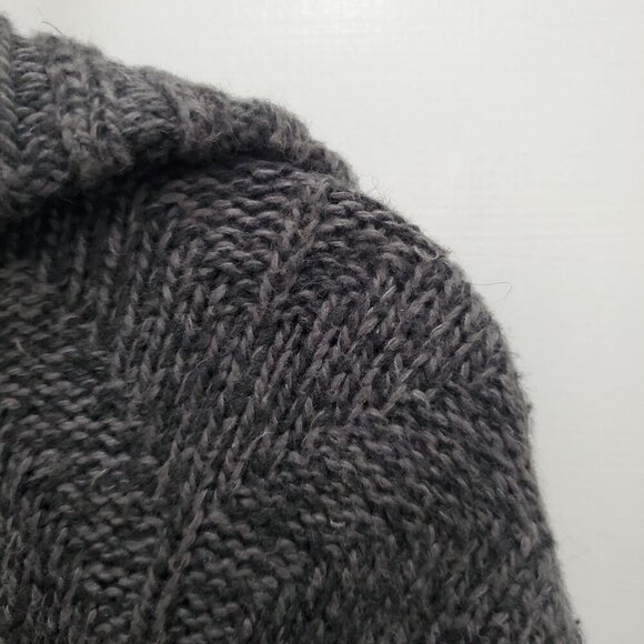 Liz Claiborne Gray Chunky Knit Fold Over Collar Button Up Wool Blend Sweater S - Picture 2 of 7
